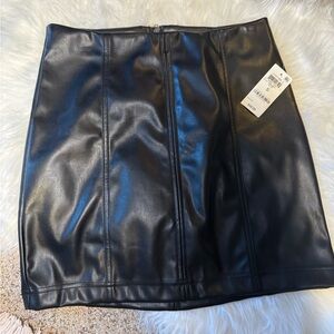 Sleek Black Leather Mini Skirt